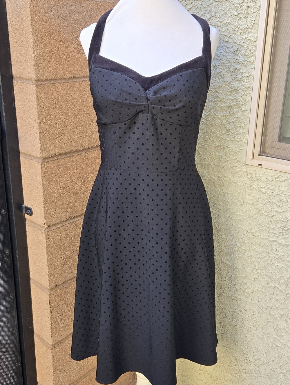 CDC Black Polka Dot Halter Fit & Flare Dress